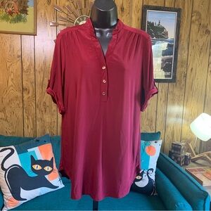 PerSeption Concept Burgundy Half-Sleeve Blouse